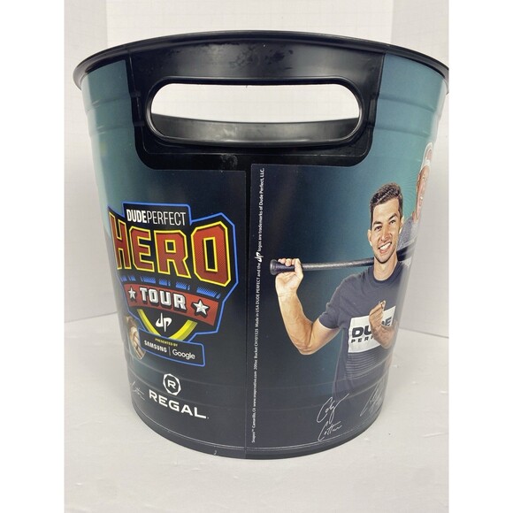 HUGE Dude Perfect The Hero Tour Popcorn Bucket 9" x 9.75" Regal Cinemas Exclusiv - Picture 2 of 11